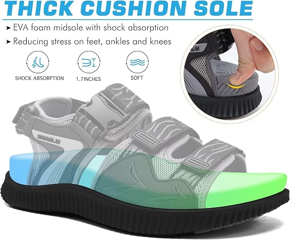 KuaiLu Mens Arch Support Hiking Sandals Orthopedic Athletic Walking Sandles - Image 3