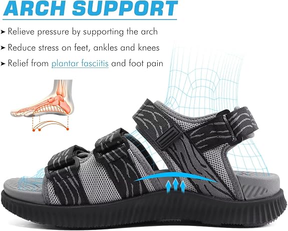KuaiLu Mens Arch Support Hiking Sandals Orthopedic Athletic Walking Sandles - Image 4